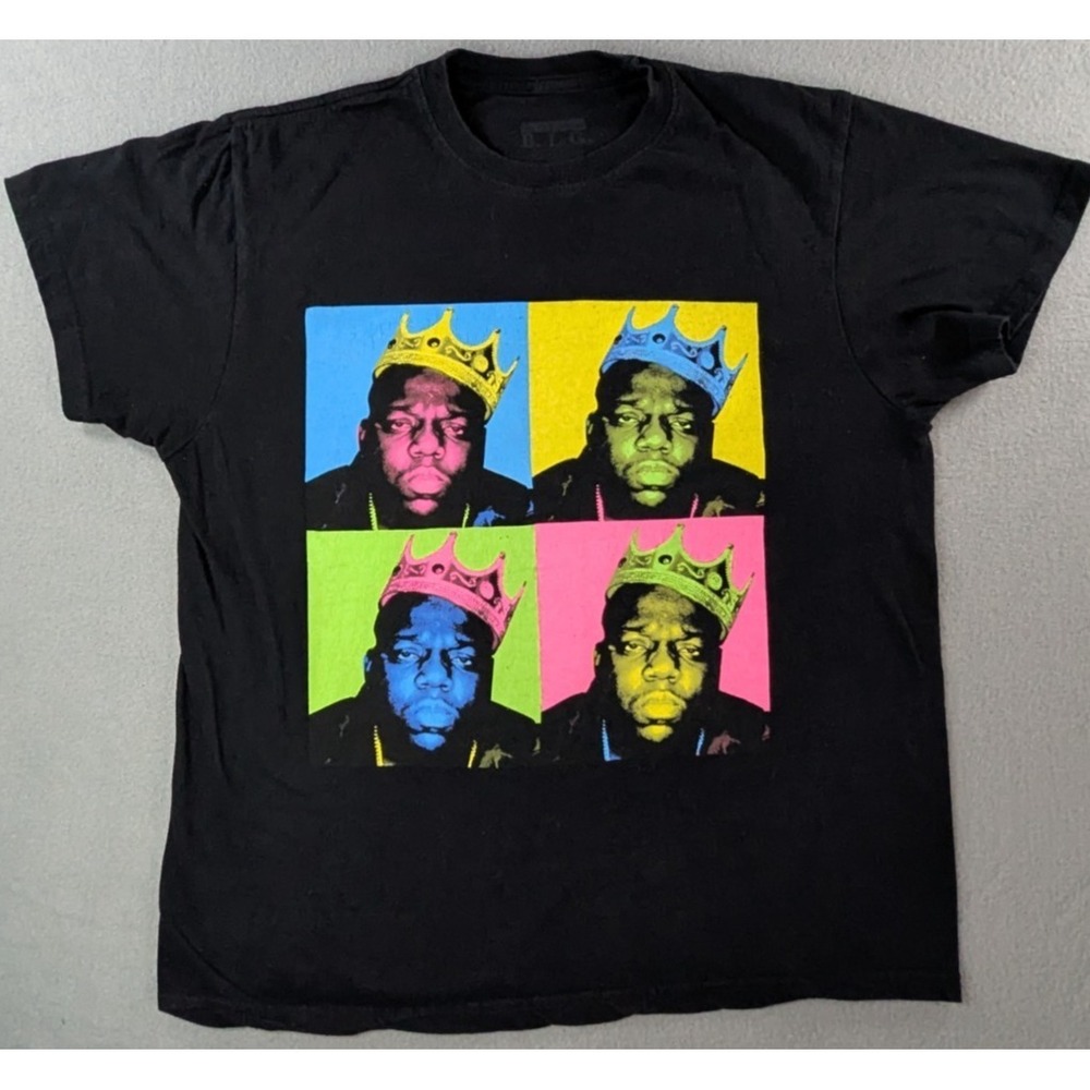 The Notorious B.I.G. Mens‎ Pop Art Crown Graphic T-Shirt Size M Black Multicolor